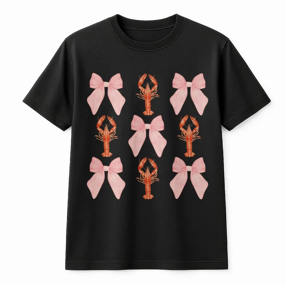 Crawfish Coquette Sweatshirt | Pink Bow Pattern Pullover | Soft Cotton Blend | Crawfish Boil Festival Gift for Her