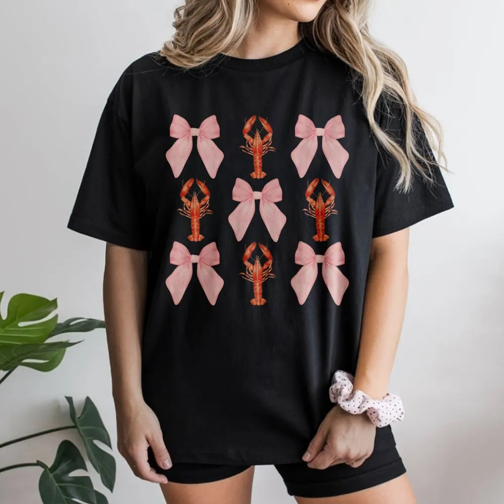 Crawfish Coquette Sweatshirt | Pink Bow Pattern Pullover | Soft Cotton Blend | Crawfish Boil Festival Gift for Her