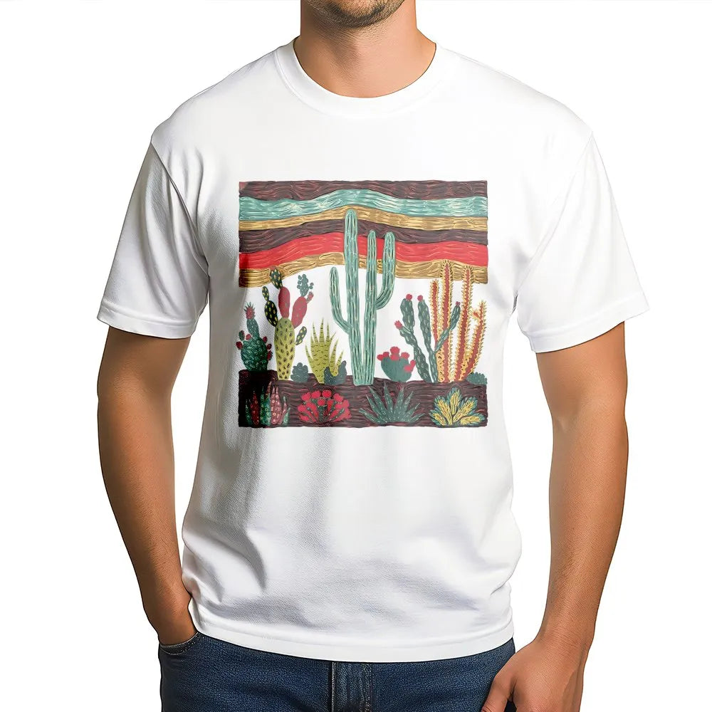 Retro Desert Cactus T-Shirt | Southwest Boho Botanical Graphic | Premium Soft Cotton Tee | Unique Plant Lover Gift