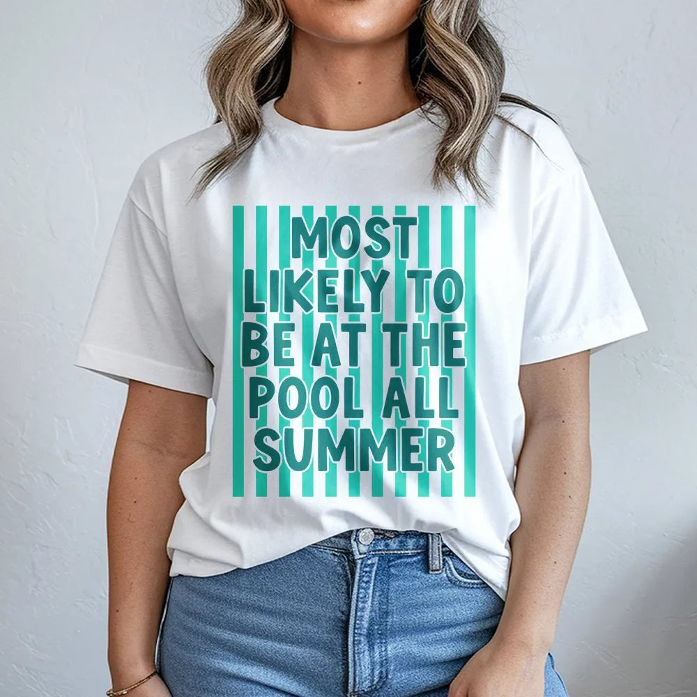 Summer Pool Sweatshirt | Most Likely To Be At The Pool Graphic | Soft Unisex Crewneck | Funny Vacation Holiday Gift