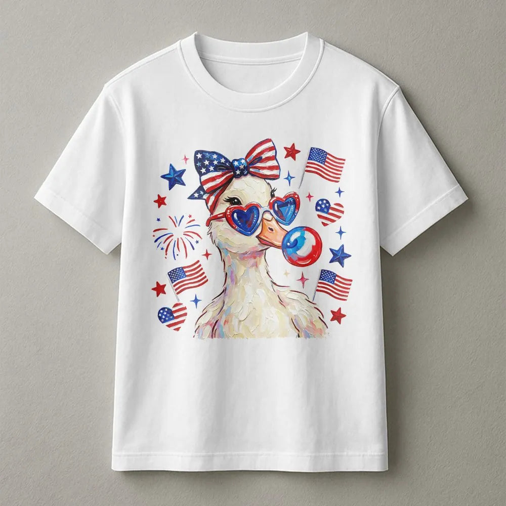 Patriotic Duck Sweatshirt | Cute Coquette Americana Graphic | Soft Cotton Blend | 4th of July Party Gift for Her