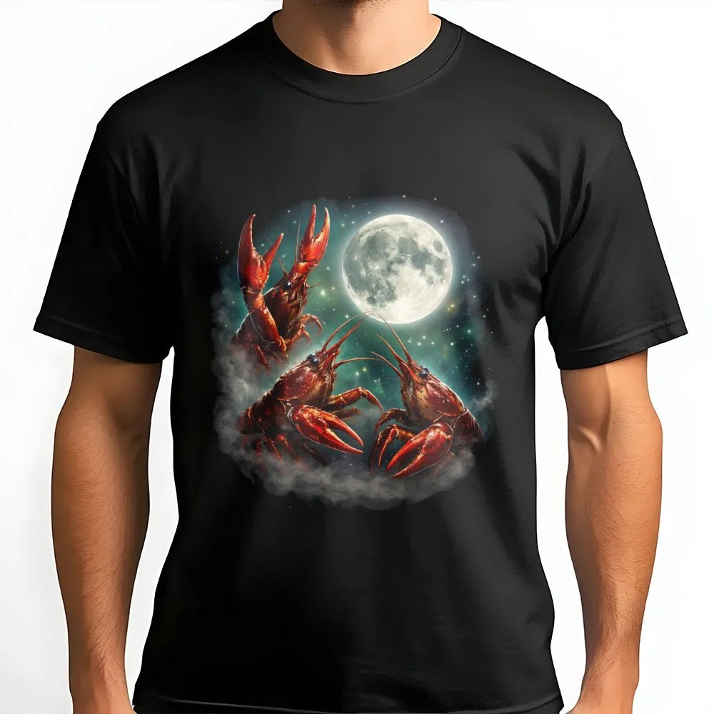 Crawfish Moon Sweatshirt | Surreal Lobster Full Moon Graphic | Cozy Cotton Blend Pullover | Gift for Seafood Lover