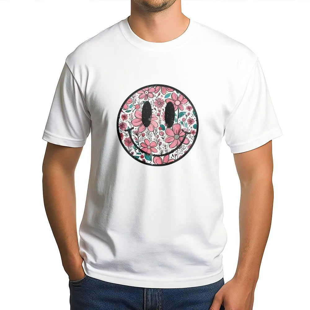 Floral Smiley Face Sweatshirt | Cute Retro Daisy Graphic Crewneck | Soft Cotton Blend | Mother's Day Gift for Mom