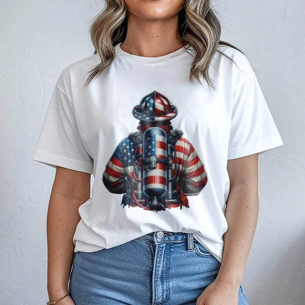 Patriotic Firefighter Sweatshirt | American Flag Graphic Pullover | Soft Cotton Blend | Gift for First Responders