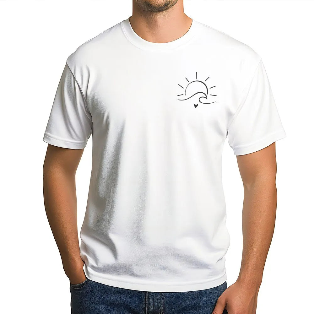Minimalist Sun Wave T-Shirt | Boho Beachy Graphic Pullover | Soft Cotton Blend | Summer Ocean Lover Gift for Women