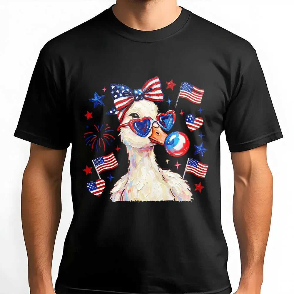 Patriotic Duck Sweatshirt | Cute Coquette Americana Graphic | Soft Cotton Blend | 4th of July Party Gift for Her