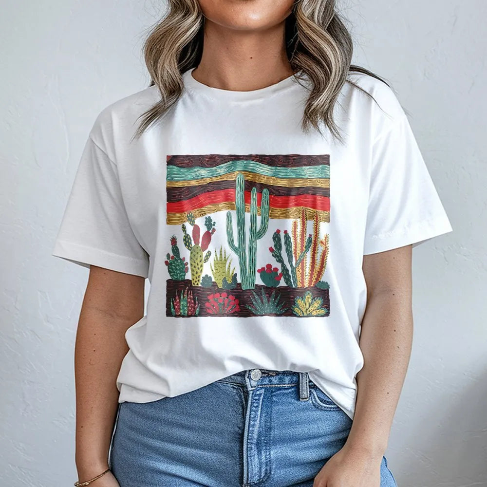 Retro Desert Cactus T-Shirt | Southwest Boho Botanical Graphic | Premium Soft Cotton Tee | Unique Plant Lover Gift