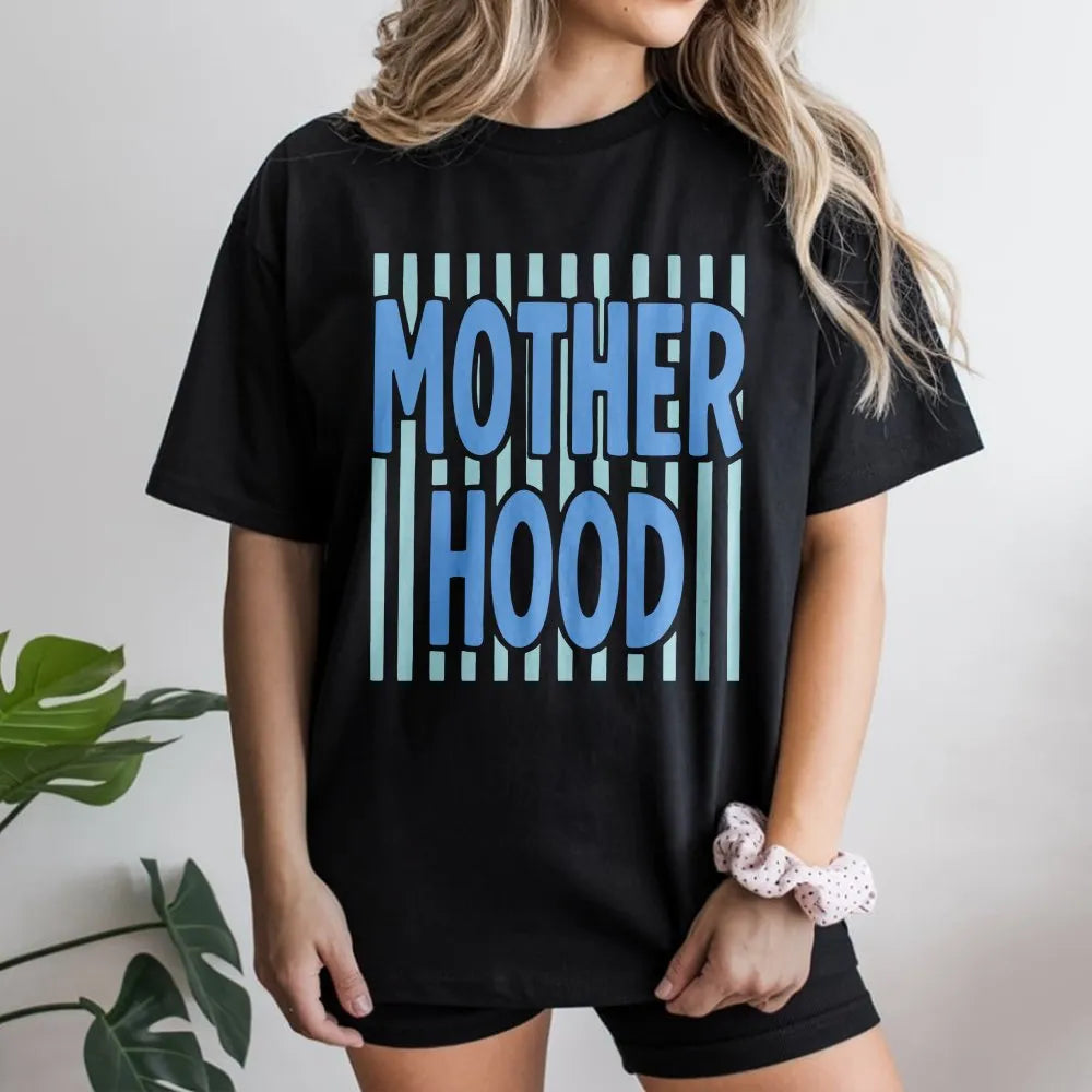Motherhood Sweatshirt | Preppy Striped Graphic Crewneck | Soft Cotton Blend | Unique Mother's Day Gift For New Mom