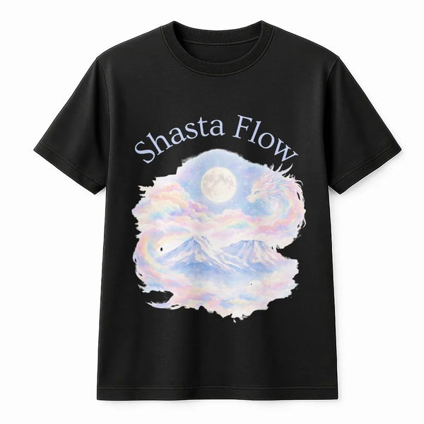 Shasta Flow Graphic T-Shirt | Dreamy Rainbow Dragon Mountain Art | Premium Cotton Tee | Mystical Nature Lover Gift