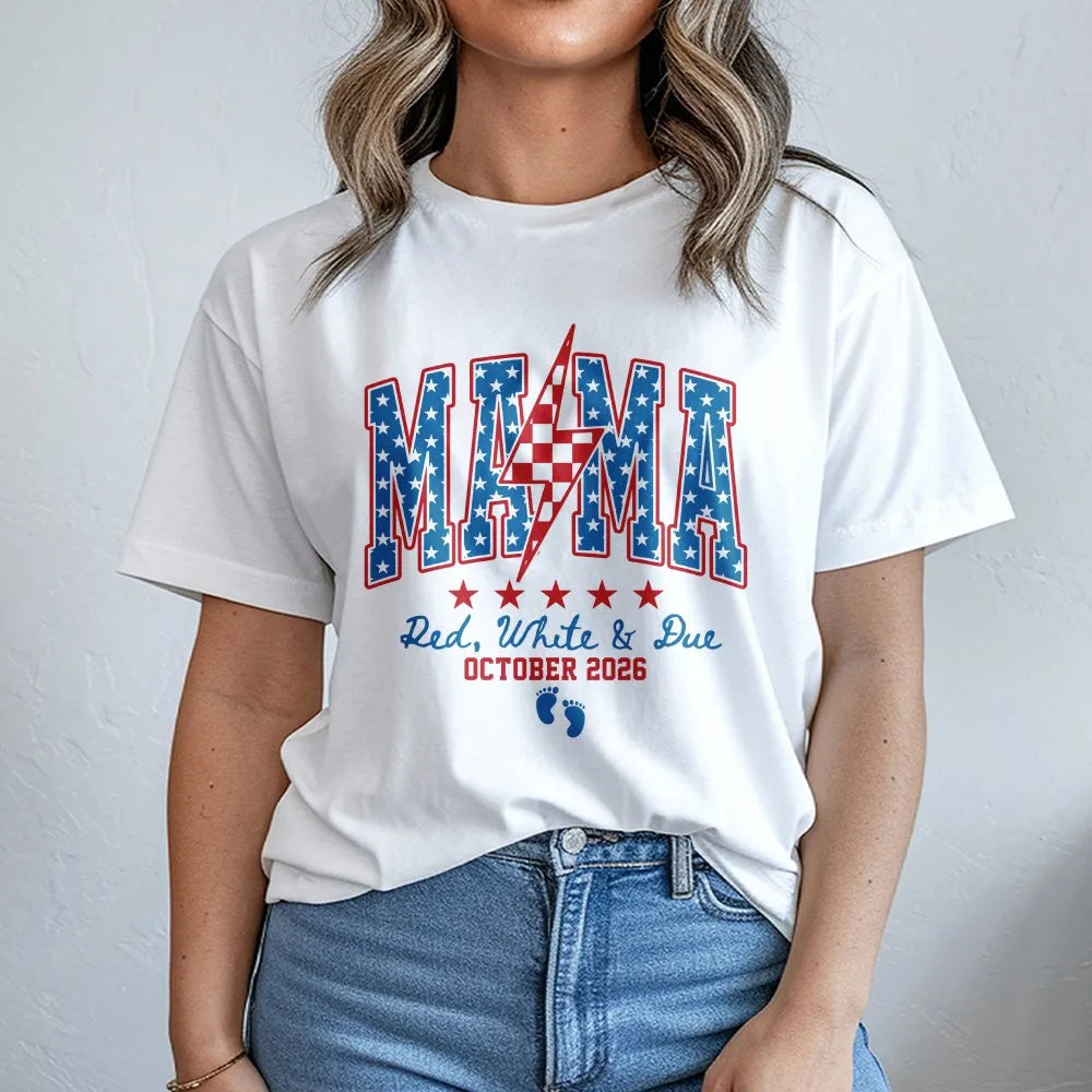Red White And Due Sweatshirt | Patriotic Mama Pregnancy Announcement | Cozy Cotton Blend | Gift for Expecting Mom