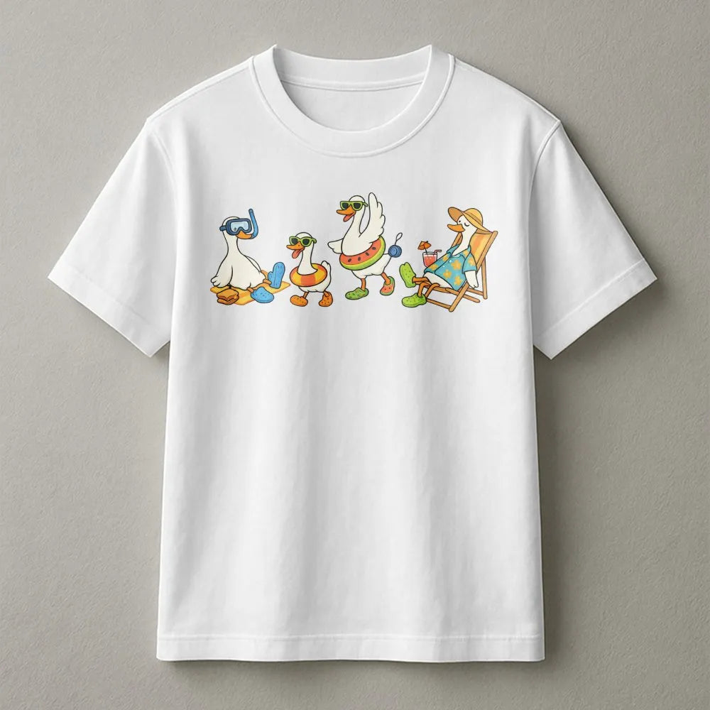 Silly Goose Sweatshirt | Funny Cartoon Beach Geese Graphic | Cozy Cotton Blend Pullover | Unisex Animal Lover Gift
