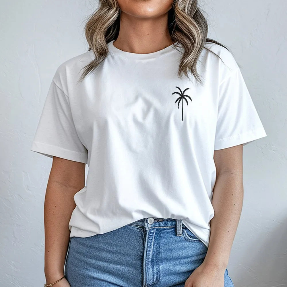 Salty Palm Tree T-Shirt | Minimalist Beach Graphic Sweatshirt | Soft Cotton Blend | Summer Vacation Gift for Women