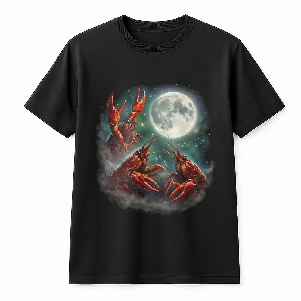 Crawfish Moon Sweatshirt | Surreal Lobster Full Moon Graphic | Cozy Cotton Blend Pullover | Gift for Seafood Lover