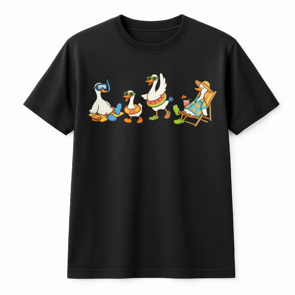 Silly Goose Sweatshirt | Funny Cartoon Beach Geese Graphic | Cozy Cotton Blend Pullover | Unisex Animal Lover Gift
