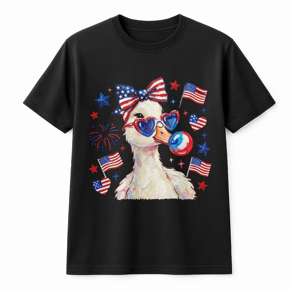 Patriotic Duck Sweatshirt | Cute Coquette Americana Graphic | Soft Cotton Blend | 4th of July Party Gift for Her
