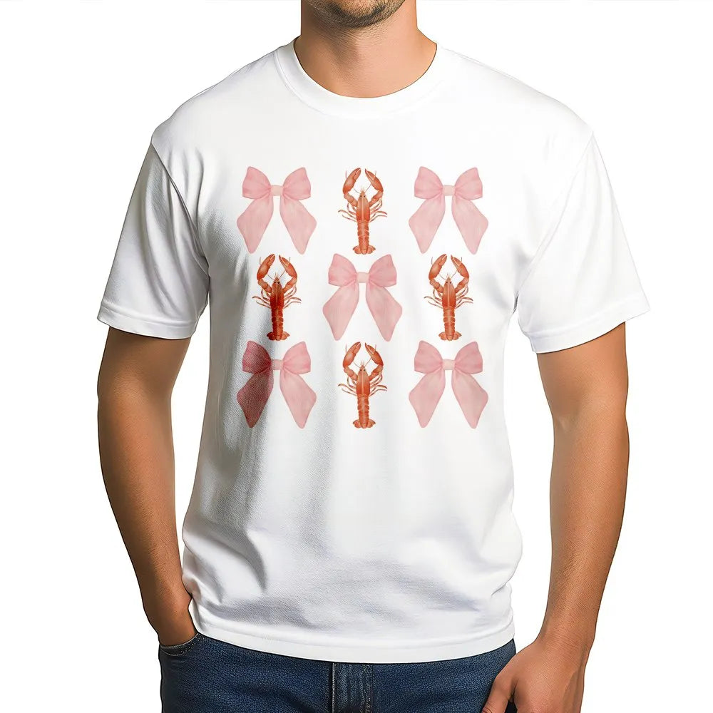 Crawfish Coquette Sweatshirt | Pink Bow Pattern Pullover | Soft Cotton Blend | Crawfish Boil Festival Gift for Her