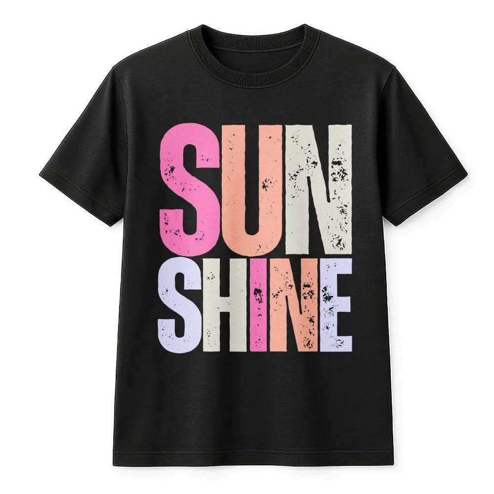 Sunshine T-Shirt | Retro Distressed Graphic Pullover | Soft Cotton Blend Sweatshirt | Positive Vibe Gift for Women