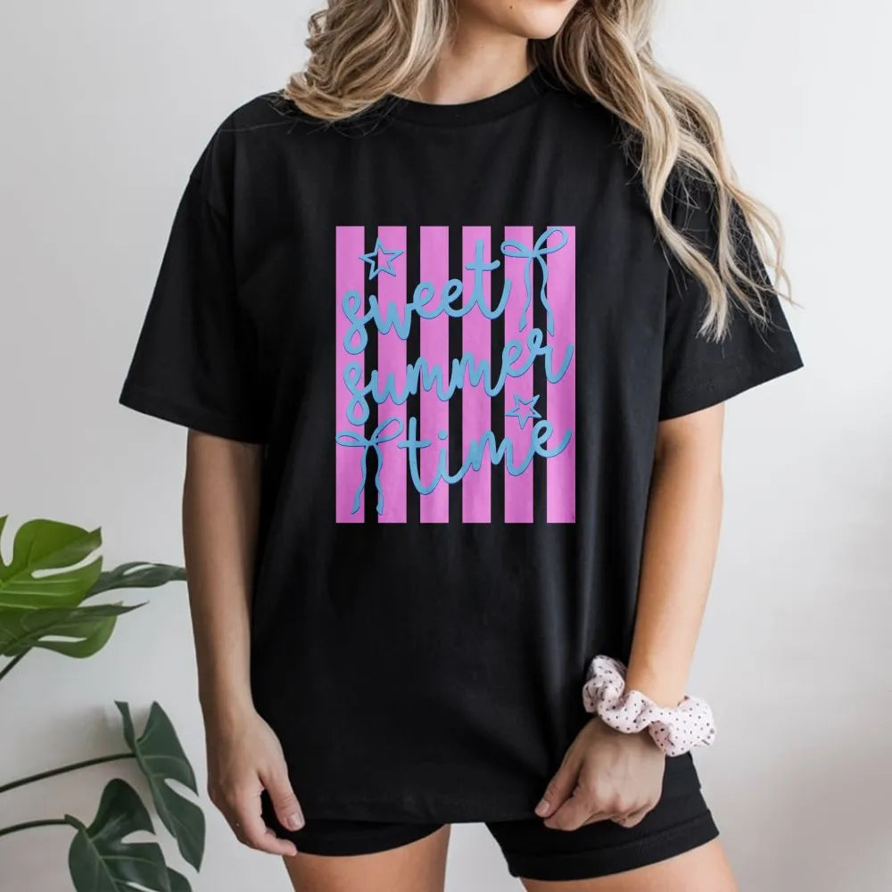 Preppy Beach T-Shirt | Sweet Summer Time Graphic | Soft Cotton Blend Sweatshirt | Coquette Aesthetic Gift for Her